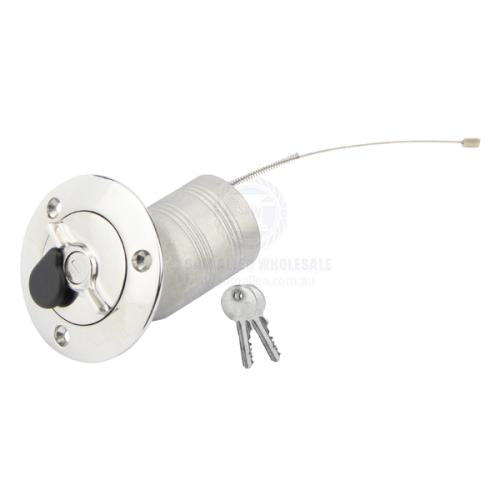 Deck Filler Blank 30 Degree Angled 316 Stainless 50mm Filler Lockable With 2 Keys