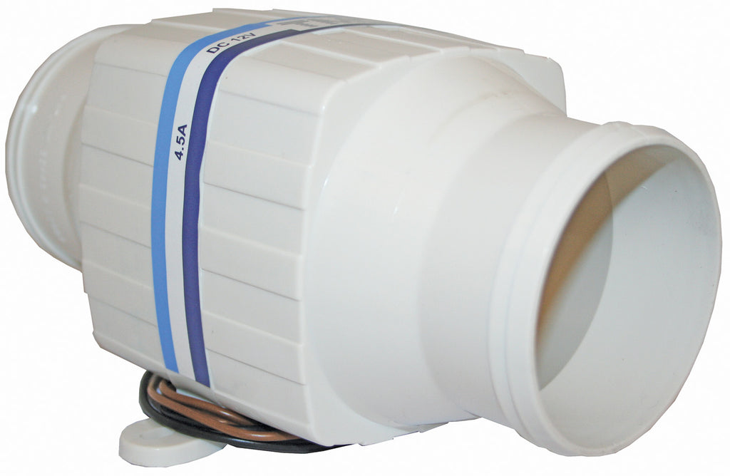 Inline Bilge Blower TMC 12 Volt 4.5 Amp 3.45 Cubic Metres Per Minute 4 Blade