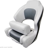 Boat Seat Relaxn Sea Breeze Seat Helm Chair Filp Up Bucket Seat White/ Dark Grey WIth Bolster
