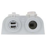 12/24 Volt USB Charger Combo with Power Socket Boat Caravan 4WD  Surface Mount White