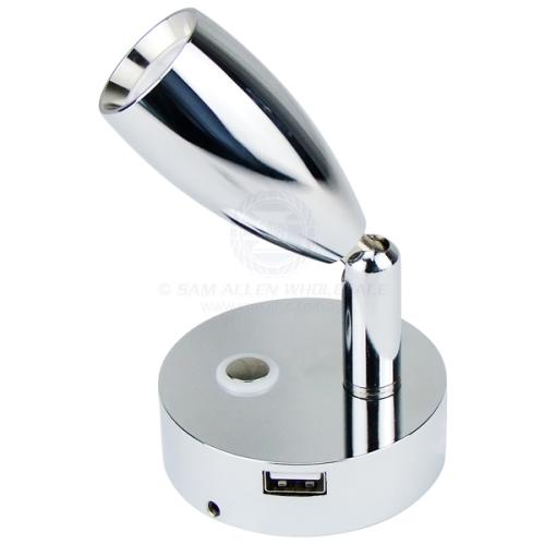 Caravan Boat Reading Lights LED 1030 Volts Chrome Aluminium With USB