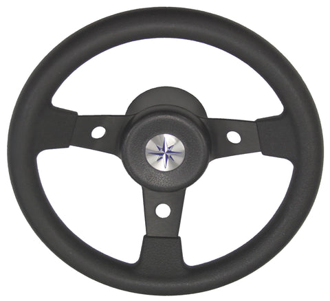 Boat Sports Steering Wheel Black 3 Spoke Aluminium 310 mm Delfino Italian Made