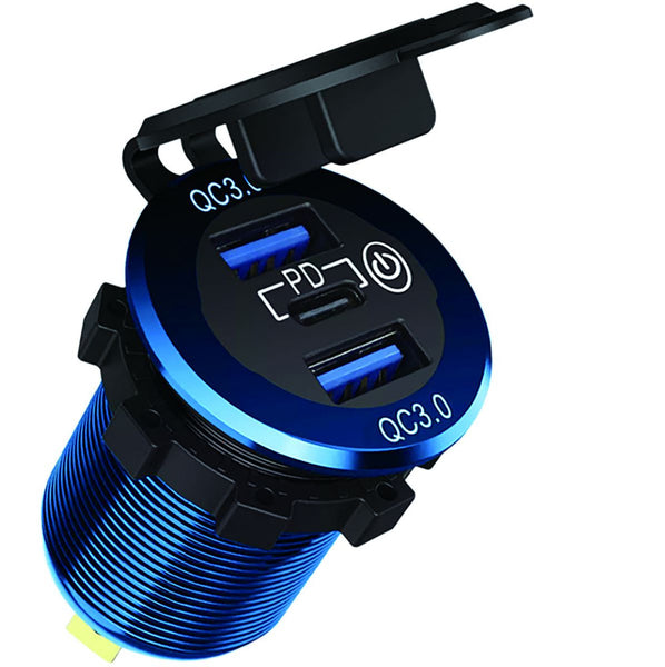 Dual USB Socket 12-24 Volt LED illuminated panel Boat 4WD Caravan Car