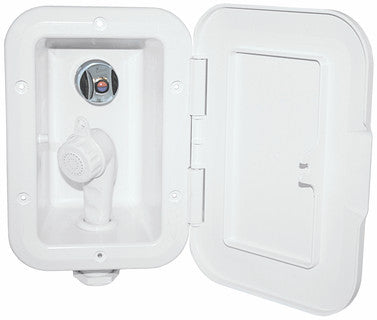 White Transom Shower kit with 5 metre Hose Flush Mount