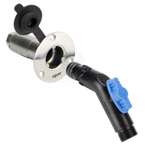 Flush Link RV, Caravan, Camper Water inlet/Outlet 130 Degree with Valve 316G Stainless