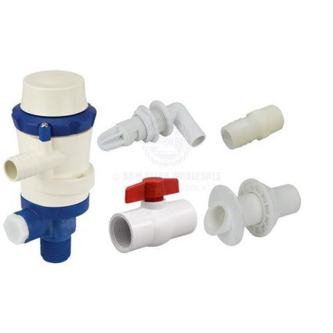 Deck Wash & Bait Tank pickup kit white nylon suit 1/2 inch flex hose