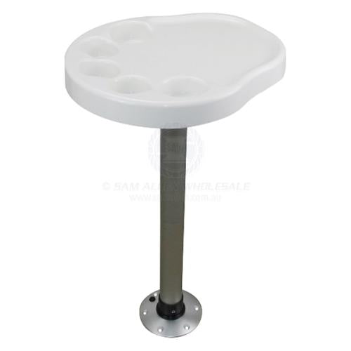 Table Kit incl White Acrylic Palm Shape Top & Fixed Alloy Pedestal Boat Marine Caravan RV