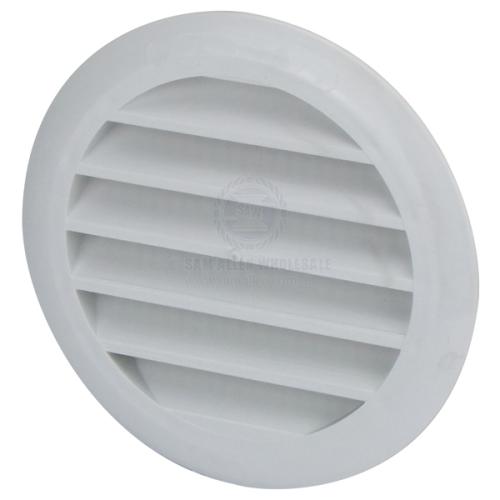 Round Louvre Vent 100mm diameter White ABS Plastic with anti-bug mesh Boat Caravan Camper