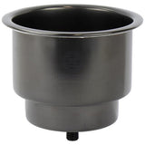 Drink Holder Stainless Steel black PVD coated recessed with drain Boat, Caravan, RV