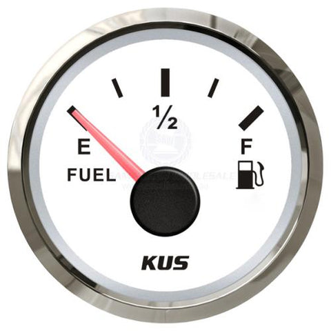 Fuel Level Gauge KUS® Gauges NMEA 2000 White Chrome Bezel 12 Volt 52mm Dia
