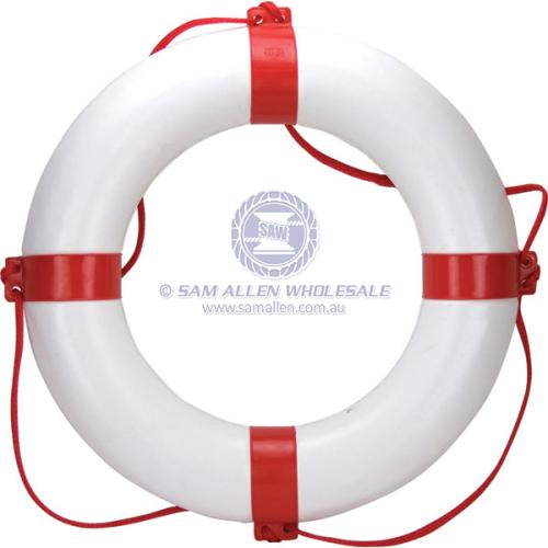 Lifebuoy Ring Round 650mm dia White PVC Cover with Red Plastic Bands Relaxn