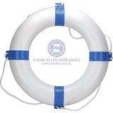 Lifebuoy Ring Round 650mm dia White PVC Cover with Blue Plastic Bands Relaxn