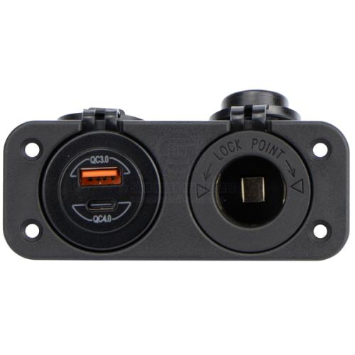 Power Socket Dual Twin USB-A/USB-C cig lighter ports Flush Mount 12/24V Relaxn