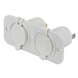 Power Socket Dual Twin USB-A & Cig lighter ports Flush Mount Black Relaxn 12/24V White