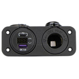 Power Socket Dual twin USB-A/USB-C Volt Combo cig socket Flush Mount Black Relaxn