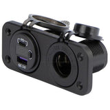 Power Socket Dual twin USB-A/USB-C Volt Combo cig socket Flush Mount Black Relaxn