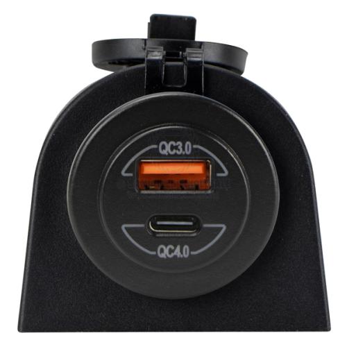 Power Socket Twin USB-A / USB-C ports Surface Mount Black Relaxn