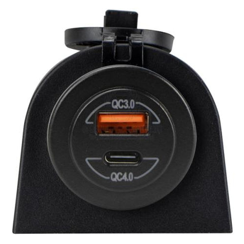 Power Socket Twin USB-A / USB-C ports Surface Mount Black Relaxn