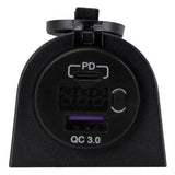 Power Socket twin USB-A / USB-C ports with voltmeter Surface Mount Black Relaxn