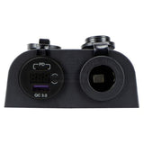 Power Socket dual USB-A / USB-C ports with volt and cig Surface Mount Black Relaxn