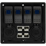 Marine Switch Panel 4 Gang Illuminated Rocker Switch Panel 12/24V Relaxn