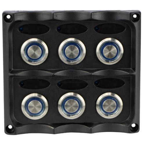 Marine Switch Panel Push Button 6 Gang Splashproof S/S with LED Indicators Relaxn