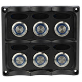 Marine Switch Panel Push Button 6 Gang Splashproof S/S with LED Indicators Relaxn