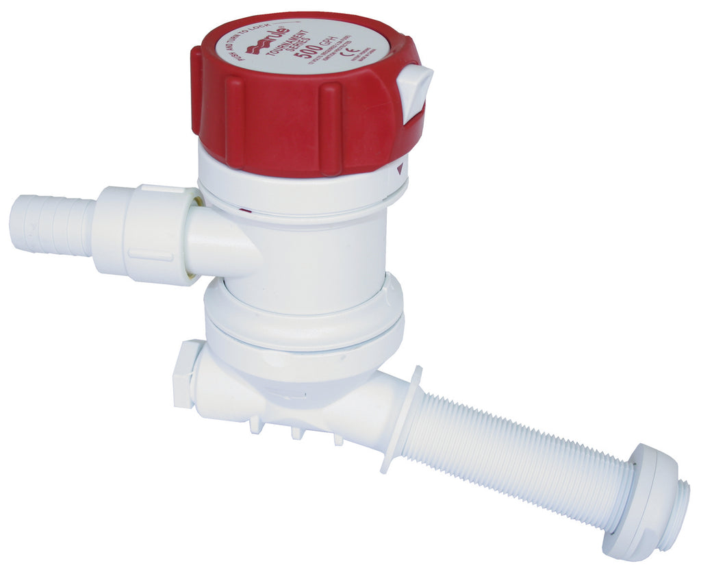 Livewell Baitwell Rule 800 GPH Bait Tank Pump Angled Cartridge Motor Dual Port