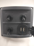 Boat Switch Gray Panel 3 Switch with USB 28 Labels included 12 Volt