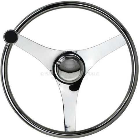 Boat Steering Wheel Stainless Steel Grips & Knob 340mm Diameter