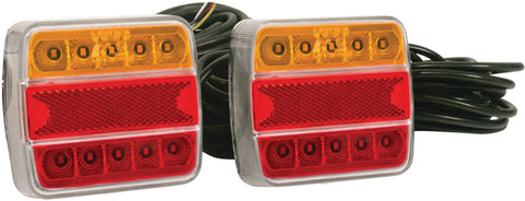 Trailer Lights Set LED Submersible 12 Volt 8 Metres Cable License Light 3 Plugs