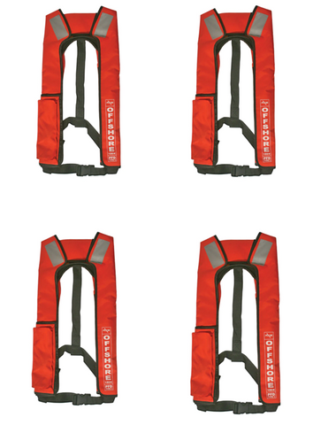 Off shore 150 Manual inflatable Life Jacket Designed to suit all Adults RED X 4