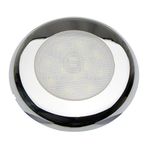 12V Stainless Steel LED Dome Light For Boat, RV, Or Cabin – 5.12" – 46 LED White Light