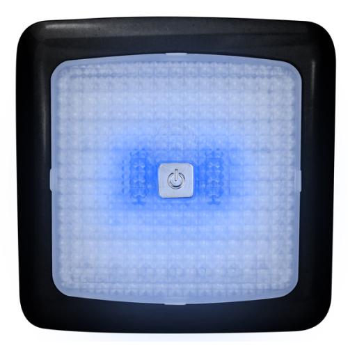 LED Light 12V Ceiling Light Blue/White LED's Dimmable Black Frame Caravan Boat Relaxn