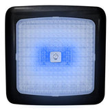 LED Light 12V Ceiling Light Blue/White LED's Dimmable Black Frame Caravan Boat Relaxn