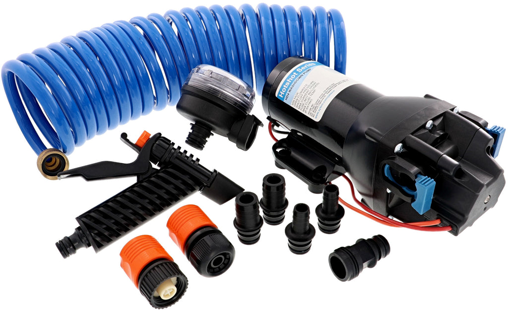Boat Washdown Pump Kit Jabsco 4.0 Pump Strainer Hose Gun & Fittings 60PSI Jet