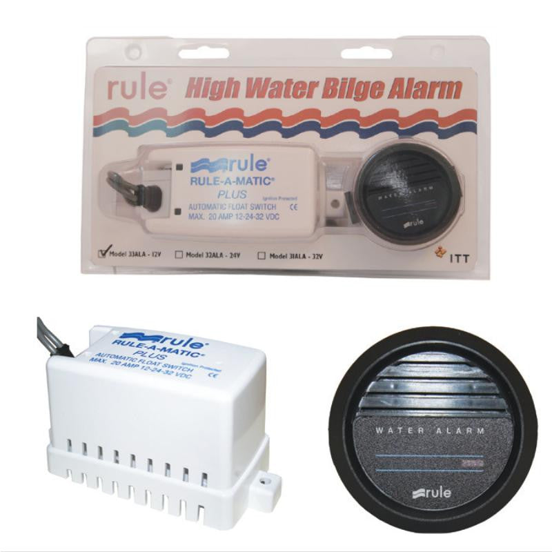 Rule Highwater Bilge Alarm Kit 12 Volt with debris guard and in-dash gauge