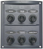 Switch Panel 6 Gang 12 volt/ 24 volt Grey Waterproof Boots AAA Contoured Marine
