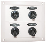 Switch Panel 4 Gang White Marine Splashproof 15 amp fuse Caravan Boat Pre- Wired