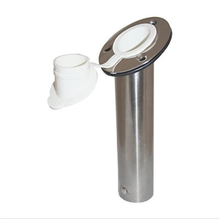 Fishing Rod Holder 30 Degree Stainless Flush Mount & White Cap