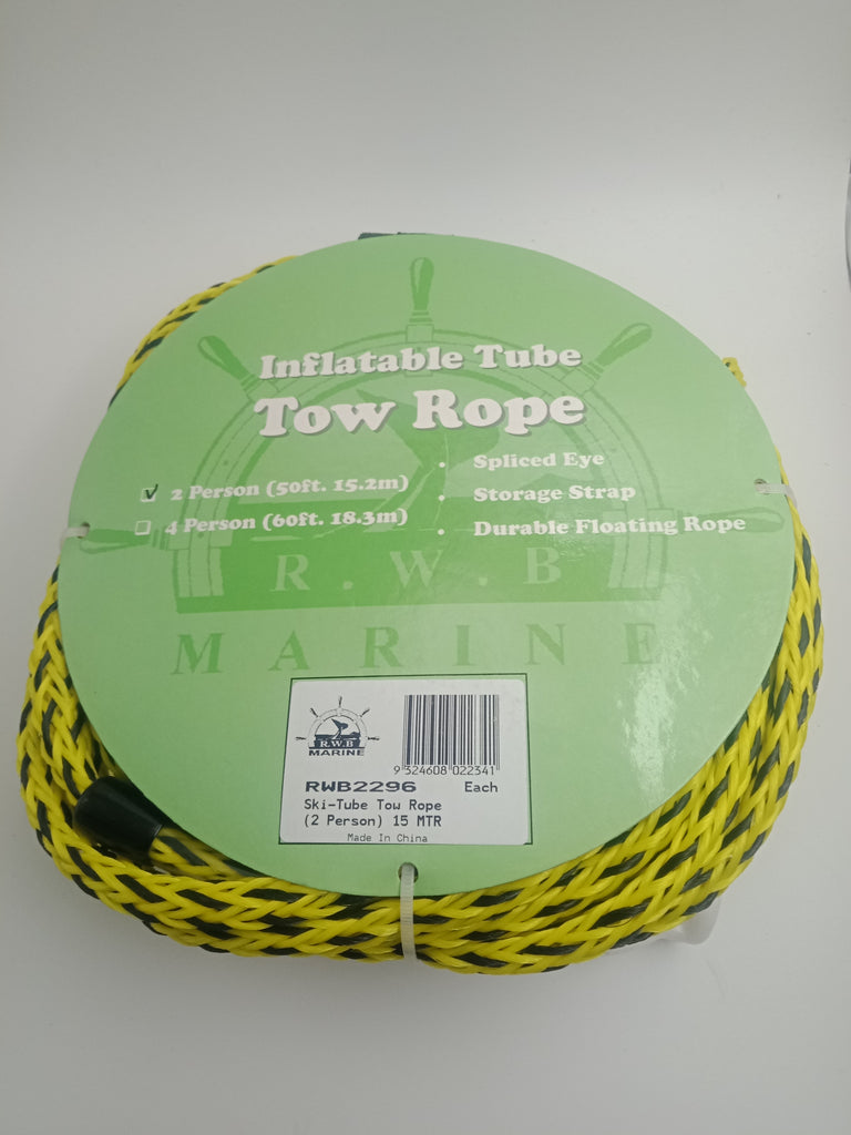 Inflatable Tube Tow Rope 15 Metre Durable Floating Rope Spliced Eye 2 Person