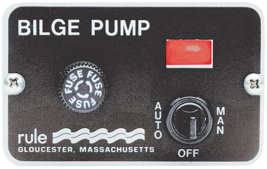 Bilge Pump Switch Panel Rule Deluxe 3 Way Switch Manual, Off and Automatic 24 Volt