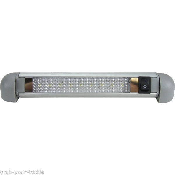 12V Swivel Reading Light Aluminium 9 SMD LED Rail Interior Reading Lamp / Cabin Light & Switch