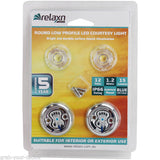 12 Volt LED Light Round Low Profile Courtesy Light Blue Waterproof 2 Pack 15 Lumen