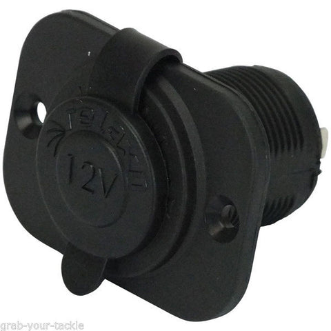 12 Volt Cigarette Socket Flush Mount Power outlet Boat/Caravan RV 4WD Black