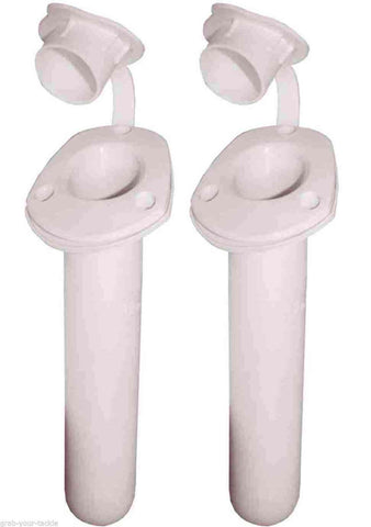 Boat Rod Holder & Cap Recessed White Fishing Boat Marine x 2 Units 30 Degree New