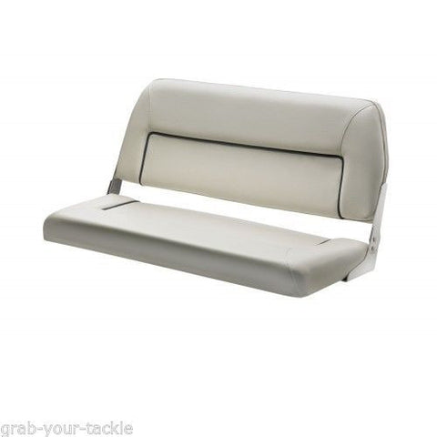 Boat Bench Seat White Deluxe Folding Seat 2 Person Marine White Blue trim