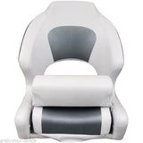 Boat Seat Helm Chair Flip Up Bucket Seat White/ Dark Grey With Bolster X 2