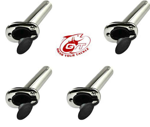 4x 316 Marine Grade Rod Holders 30° Angled Stainless Steel Boat Fishing Rod Holders & Caps