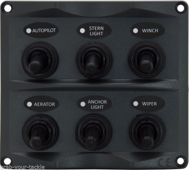 Marine Switch Panel 6 Gang Rubber Booted with LED Indicators Water Resistant Relaxn